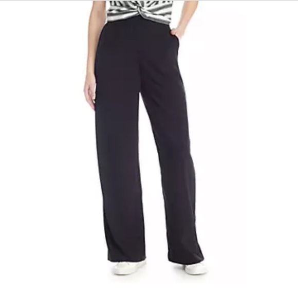 Madison Womens Black Wide Leg Flat Front Pant - Picture 1 of 4
